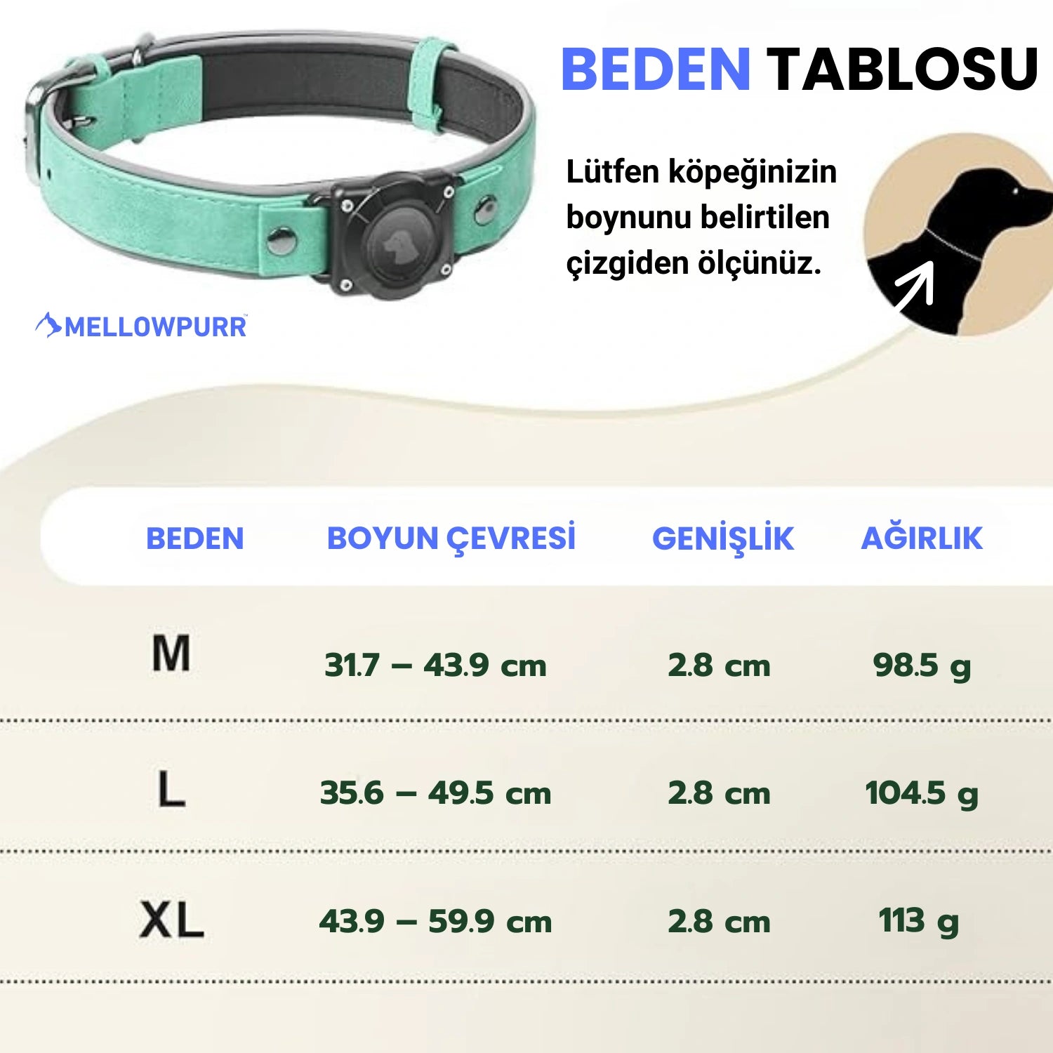 MellowPurr Smart AirTag Köpek Tasması – Kaybolmak Artık İmkânsız