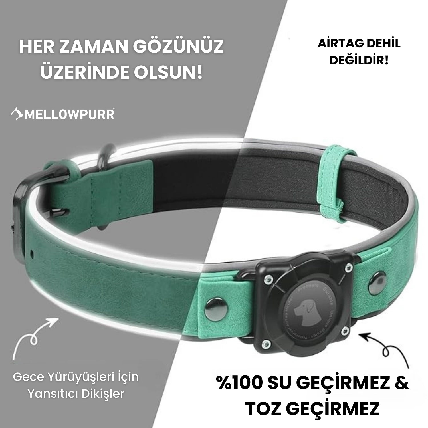 MellowPurr Smart AirTag Köpek Tasması – Kaybolmak Artık İmkânsız