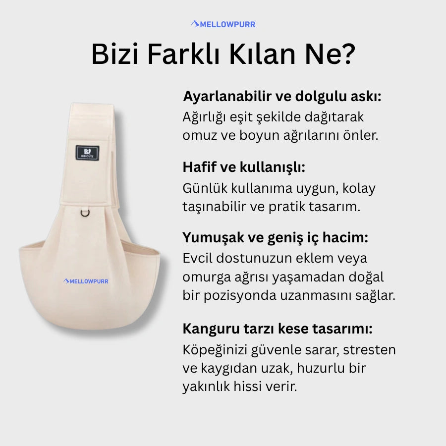 Mellowpurr Güvenli Taşıma Askısı - size özgürlük ona güven verir!