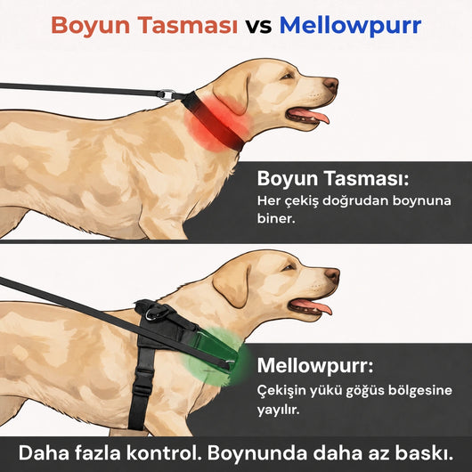 MellowPurr Çekiş Önleyici Köpek Göğüs Tasması | Ön Klipsli Kontrol