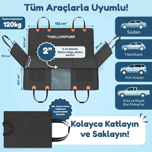 Mellowpurr Sert Tabanlı Araba Koltuk Koruyucu