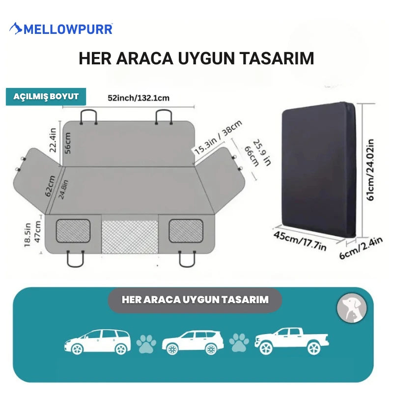Mellowpurr Sert Tabanlı Araba Koltuk Koruyucu